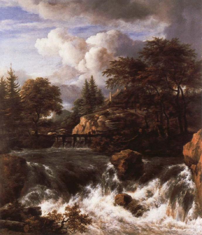 Jacob van Ruisdael a waterfall in a rocky landscape